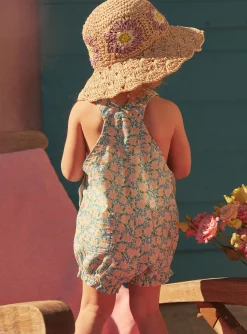 Romper, Jumpsuit & Outfit | Romper, Jumpsuit & Outfit-Sergent Major Short ecru and blue floral print dungarees