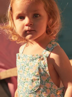 Romper, Jumpsuit & Outfit | Romper, Jumpsuit & Outfit-Sergent Major Short ecru and blue floral print dungarees
