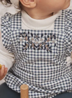 Romper, Jumpsuit & Outfit | Romper, Jumpsuit & Outfit-Sergent Major Short ecru and slate-blue dungarees with check print