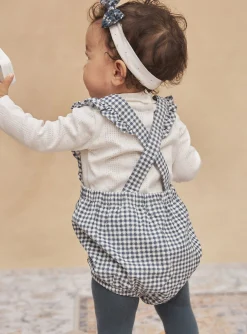 Romper, Jumpsuit & Outfit | Romper, Jumpsuit & Outfit-Sergent Major Short ecru and slate-blue dungarees with check print