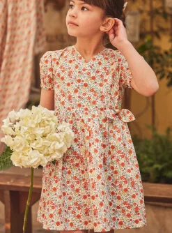 Dress-Sergent Major Short flared dress in ivory with floral print