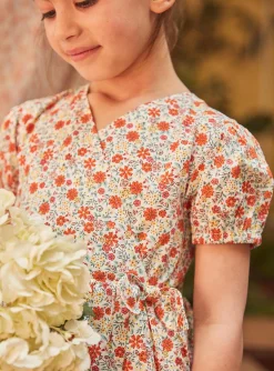 Dress-Sergent Major Short flared dress in ivory with floral print