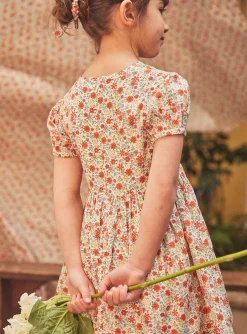 Dress-Sergent Major Short flared dress in ivory with floral print