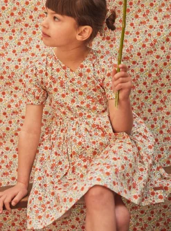 Dress-Sergent Major Short flared dress in ivory with floral print
