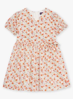 Dress-Sergent Major Short flared dress in ivory with floral print