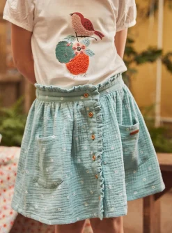 Skirt, Shorts-Sergent Major Short sage skirt in cotton gauze with floral print
