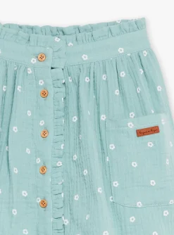 Skirt, Shorts-Sergent Major Short sage skirt in cotton gauze with floral print