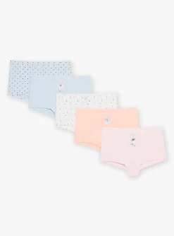 Underwear, Socks, Tights-Sergent Major 5 sky, ecru, pink and orange shortys with hearts and flowers prints and fairy dancer motifs