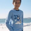 T-shirt, Polo Shirt-Sergent Major Sky-blue jersey T-shirt with guitar badger motif