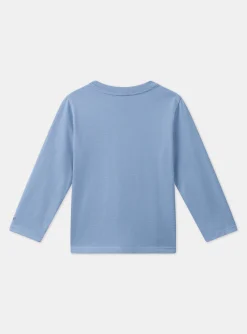T-shirt, Polo Shirt-Sergent Major Sky-blue jersey T-shirt with guitar badger motif