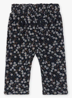 Trousers, Jeans | Trousers, Jeans-Sergent Major Slate blue corduroy pants with floral print