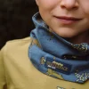 Hats-Sergent Major Slate blue snood with dinosaur print