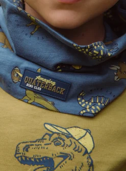 Hats-Sergent Major Slate blue snood with dinosaur print