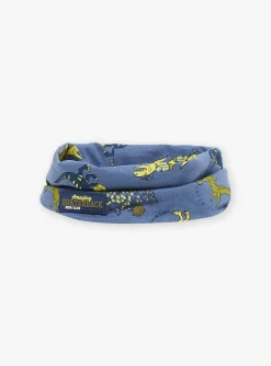 Hats-Sergent Major Slate blue snood with dinosaur print