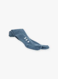 Socks & Tights | Socks & Tights-Sergent Major Slate blue tights with heart pattern