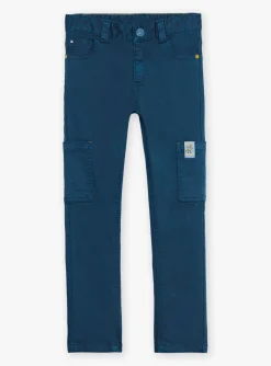Trousers, Jeans-Sergent Major Slim-fit pants in petrol blue