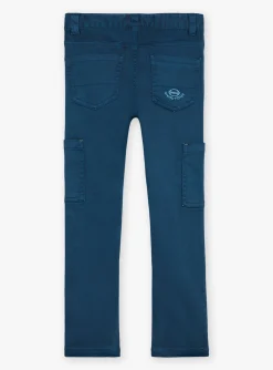 Trousers, Jeans-Sergent Major Slim-fit pants in petrol blue