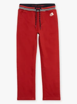 Trousers, Jeans-Sergent Major Straight-leg red pants with elasticated waistband