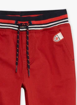 Trousers, Jeans-Sergent Major Straight-leg red pants with elasticated waistband