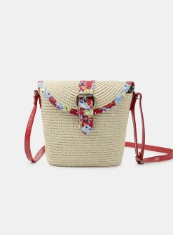 Bag & Umbrella-Sergent Major Straw bag with and imitation leather handle