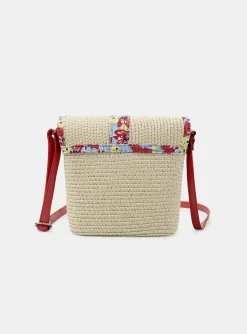 Bag & Umbrella-Sergent Major Straw bag with and imitation leather handle
