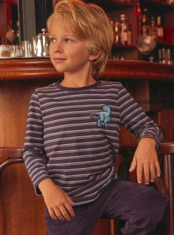T-shirt, Polo Shirt-Sergent Major Striped eggplant T-shirt