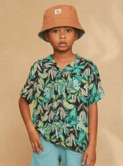 Shirt-Sergent Major Turquoise leaf-print shirt