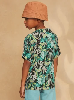 Shirt-Sergent Major Turquoise leaf-print shirt