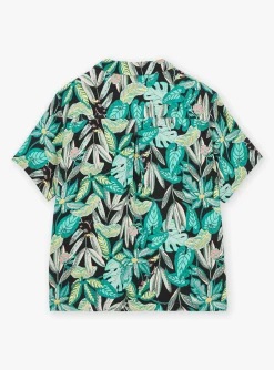 Shirt-Sergent Major Turquoise leaf-print shirt