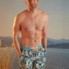 Swimsuit-Sergent Major Turquoise swim shorts with floral print