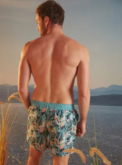 Swimsuit-Sergent Major Turquoise swim shorts with floral print