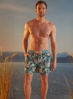 Swimsuit-Sergent Major Turquoise swim shorts with floral print