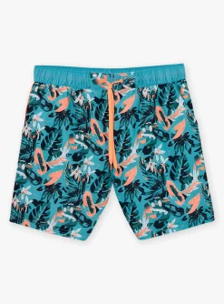 Swimsuit-Sergent Major Turquoise swim shorts with floral print