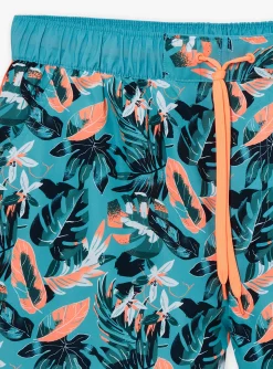 Swimsuit-Sergent Major Turquoise swim shorts with floral print