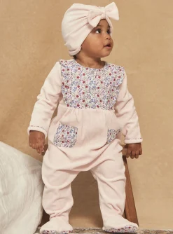 Pajamas & Rompers | Pajamas & Rompers-Sergent Major Velvet romper and pink bonnet