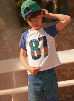 T-shirt, Polo Shirt-Sergent Major White and blue short-sleeved T-shirt