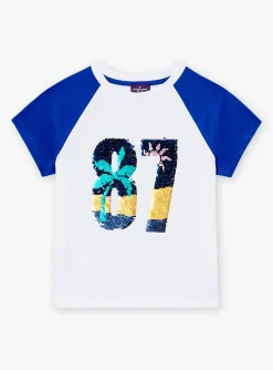 T-shirt, Polo Shirt-Sergent Major White and blue short-sleeved T-shirt