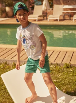 T-shirt, Polo Shirt-Sergent Major White and blue short-sleeved T-shirt