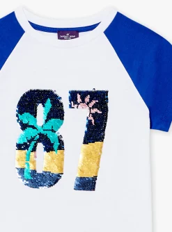 T-shirt, Polo Shirt-Sergent Major White and blue short-sleeved T-shirt