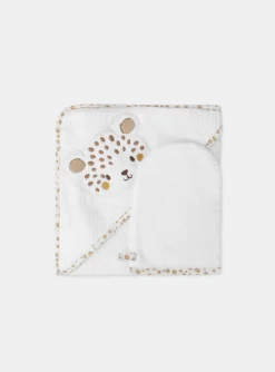 Sponge Tips, Nappies & Bibs-Sergent Major White HOODED BATH TOWEL - (BATH) MITT