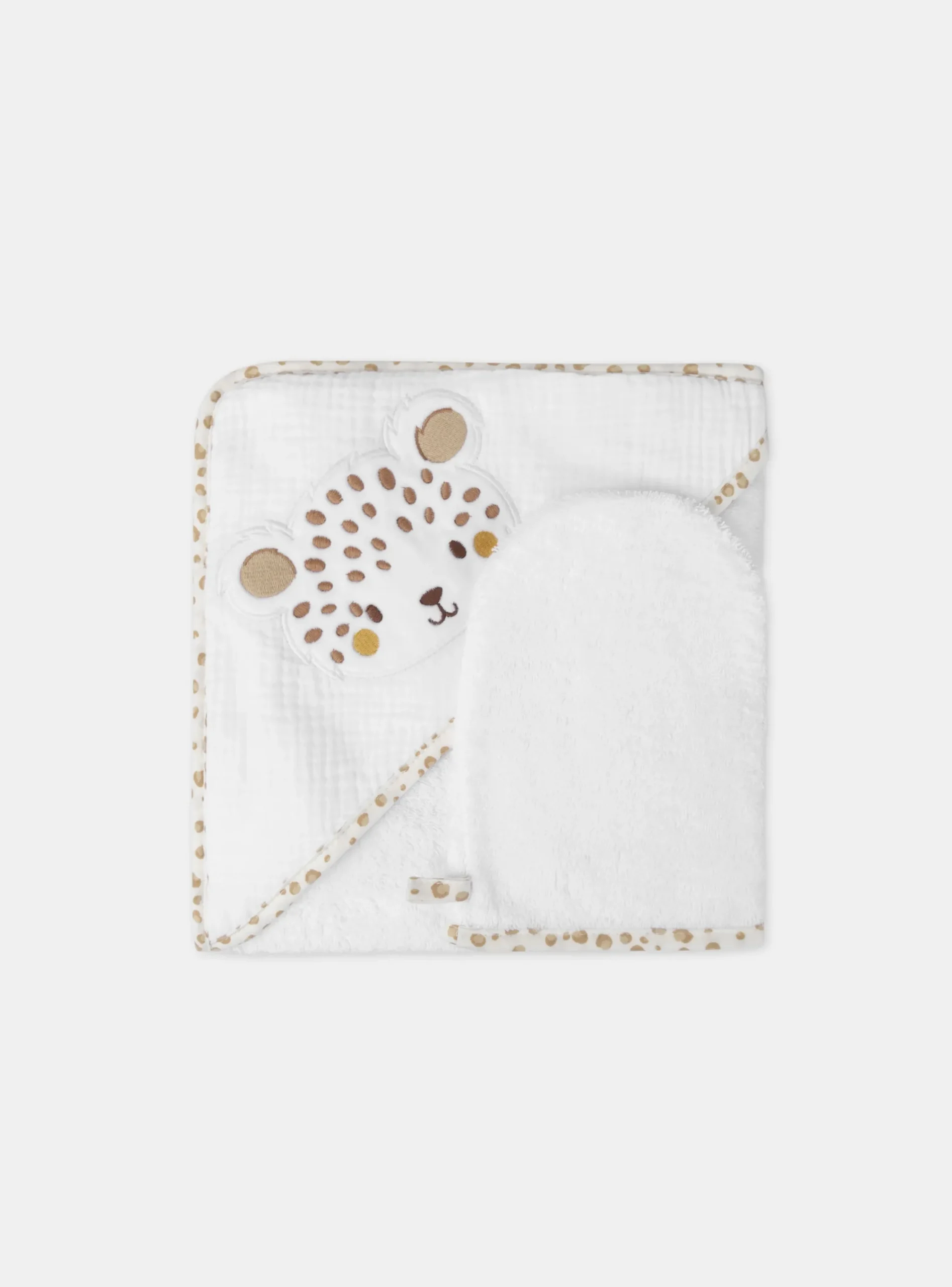 Sponge Tips, Nappies & Bibs-Sergent Major White HOODED BATH TOWEL - (BATH) MITT