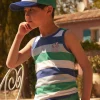 T-shirt, Polo Shirt-Sergent Major White stripe print tank top