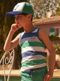 T-shirt, Polo Shirt-Sergent Major White stripe print tank top
