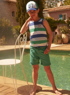 T-shirt, Polo Shirt-Sergent Major White stripe print tank top