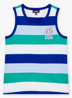 T-shirt, Polo Shirt-Sergent Major White stripe print tank top