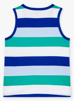 T-shirt, Polo Shirt-Sergent Major White stripe print tank top
