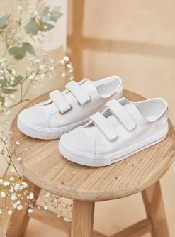 Shoes-Sergent Major White trainers with hook-and-loop fastening