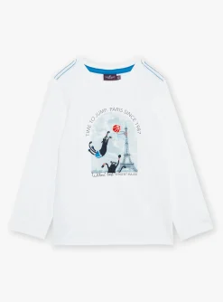 T-shirt, Polo Shirt-Sergent Major White T-shirt with basket-weave pattern in Paris