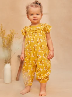 Romper, Jumpsuit & Outfit | Romper, Jumpsuit & Outfit-Sergent Major Yellow jumpsuit with a nature-inspired print