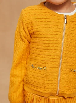 Knitwear, Sweater, Cardigan-Sergent Major Yellow long-sleeved cardigan